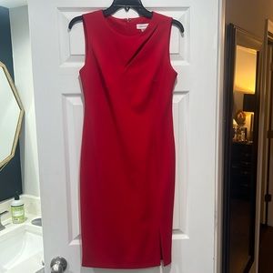 Calvin Klein red work dress with cutouts. Size 6